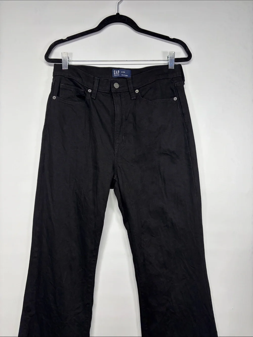 ✨GAP Denim 70s Flare Jeans Black Retro Wide Leg Women’s Jeans Black Size 10/30R - Picture 3 of 15